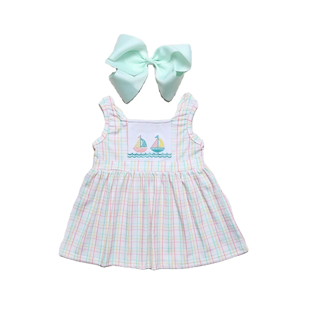 Summer Cheap short sleeved Lovely Cotton Set Dress for Kids Girls Clothes