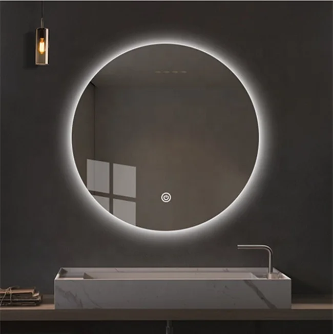 Custom Modern Bathroom Wall Mounted illuminated Smart Led Mirror With Time Display