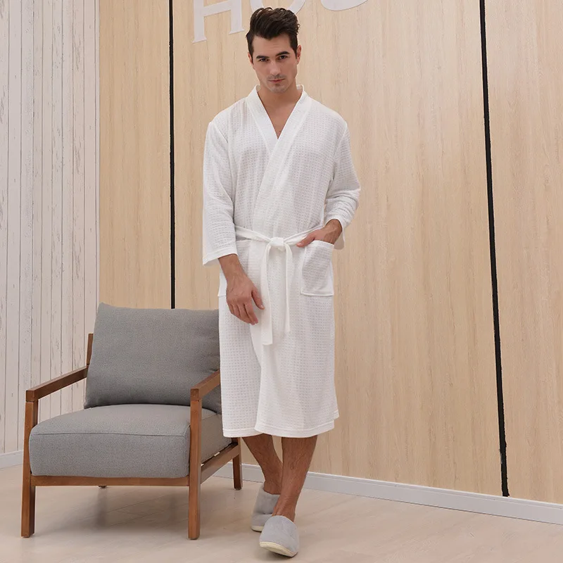 Luxury Designer Kimono Custom Bathrobe For Men Cotton Hotel Spa Bathrobes Waffle Robe