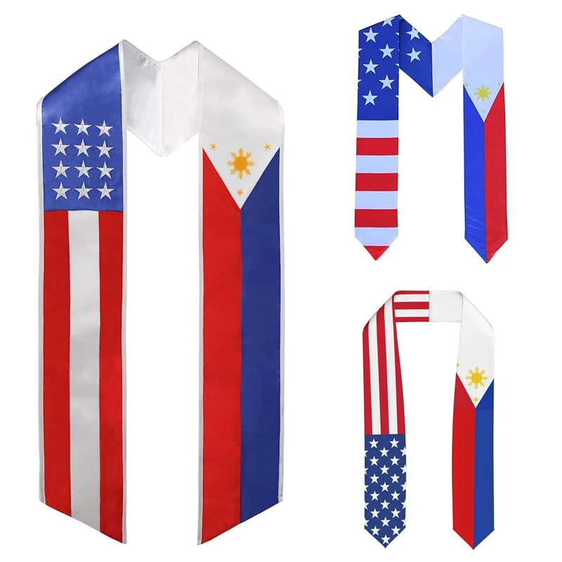 USA US American Flag Dominican Republic flag Puerto Rican flag custom Graduation Stole/Sash/Scarf Graduate Pride