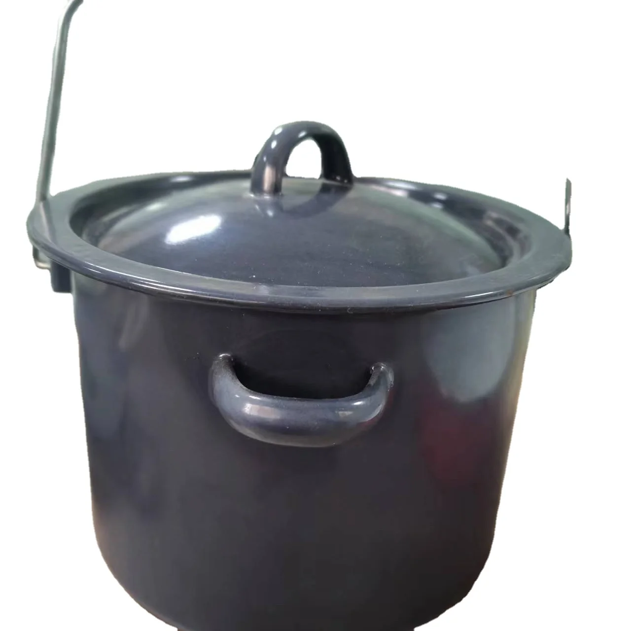 Enamel camping cooking pot outdoor large deep cooking pot
