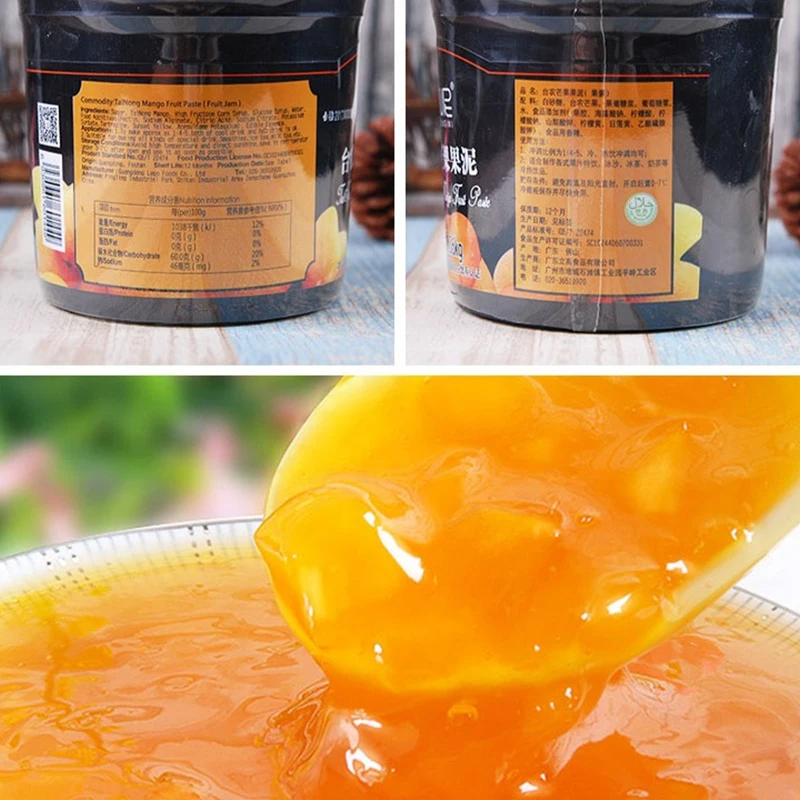 Factory Price 1.36kg Aseptic Fruit Puree Mango Puree for Bubble Tea Shop Fruit Tea Raw Materials Mango Puree