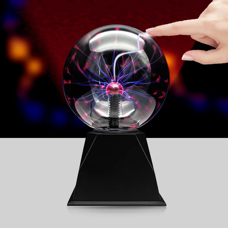J&R 6 Inch Plasma Lamp, Touch & Sound Sensitive Plasma Globe Lightning Novelty Toys for Kids Christmas Gifts