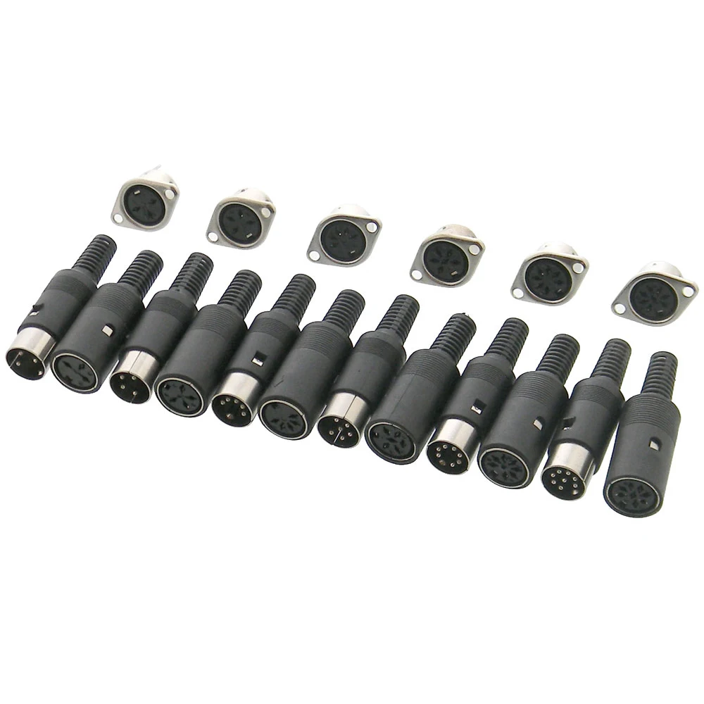 DIN Connector Male/Female DIN Plug Jack Socket Connector 3/4/5/6/7/8/13 PIN Chassis Cable Mount With Plastic Handle