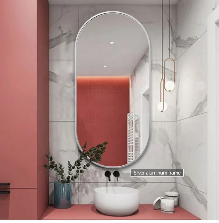 SHUERMEI wholesale runway round mirror / oval wall decoration aluminum bathroom mirror