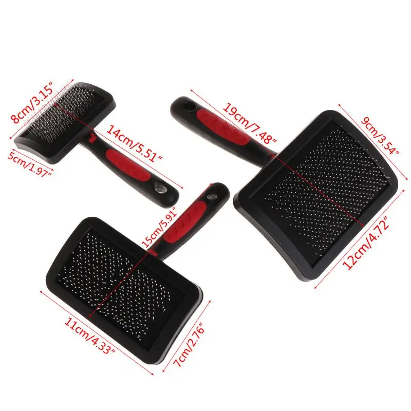 3 size soft massage stainless steel pins hair remove dog slicker brush