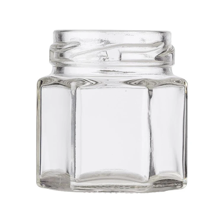 Food Grade Hexagon Magnetic Glass Spice Jars with Tinplate Metal Lid 1.5oz 45ml