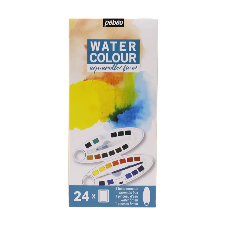 Most Popular Durable 24 Colors Oval Box Art Supplies Watercolor Sets