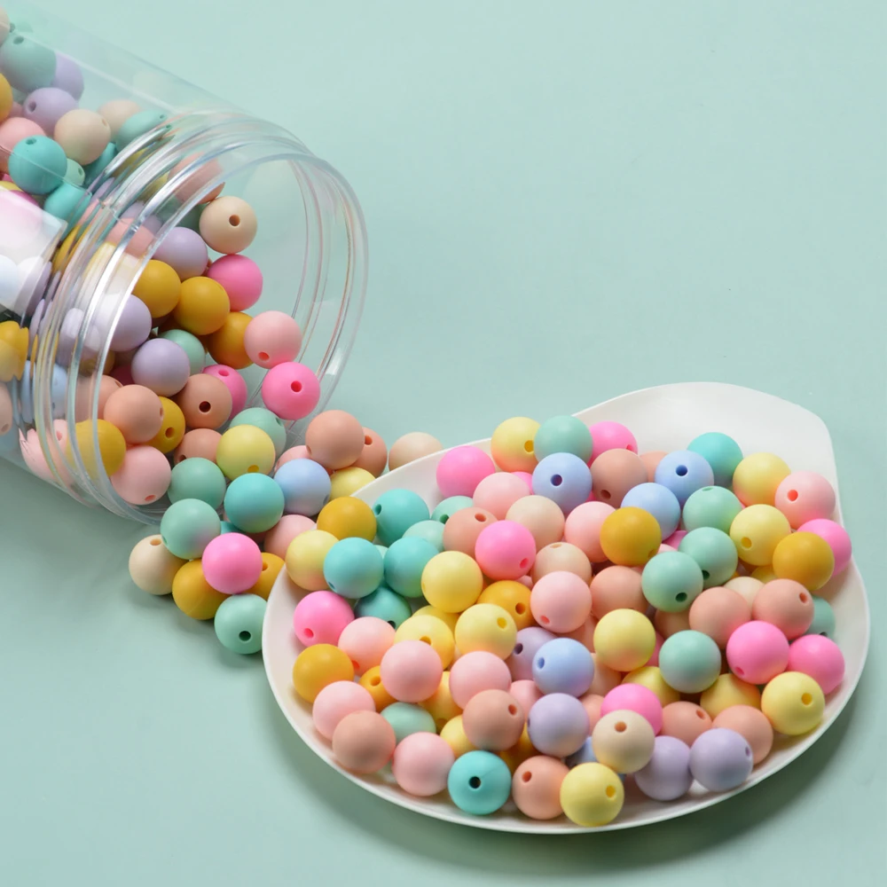 Wholesale 300PCS Silicone Beads for Keychain Making 12mm Rubber Beads Kit Bottled for Bracelet Lanyards Pens