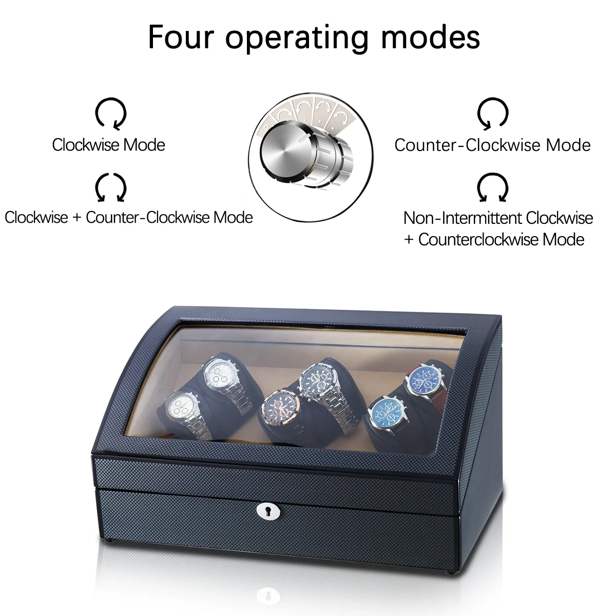 2024 New Design Modern Super Silent Stepping Motor 6+6 Watch Winder Case Wooden Box With Flexible Plush Pillow