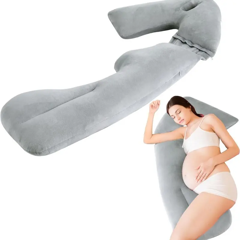 J-Shaped Pregnancy Pillow for Maternity Support Detachable and Adjustable Nursing Pillow for Breast Feeding