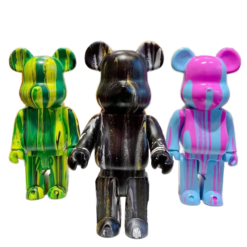 Creative DIY Resin Building Blocks Folk Art Style Large Fashion Doll Model White Embryo Bear Sculpture with Fluid Structures