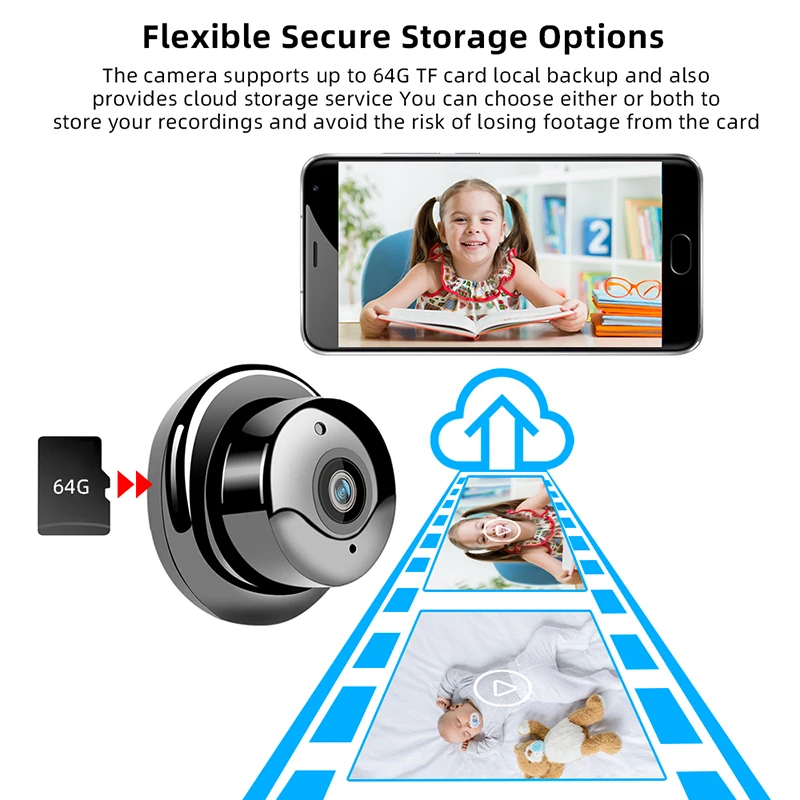 1080P Беспроводная экшн-камера с Wi-Fi камера для домашней безопасности IP видеонаблюдения монитор младенца P2P обнаружения движения ИК ночного