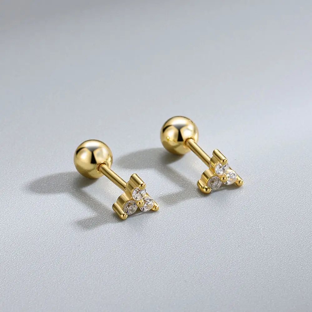 Best Selling 925 Sterling Silver Clover Inlaid Zircon Stud Earrings Fashion Jewelry Ladies Girl Gift Wholesale
