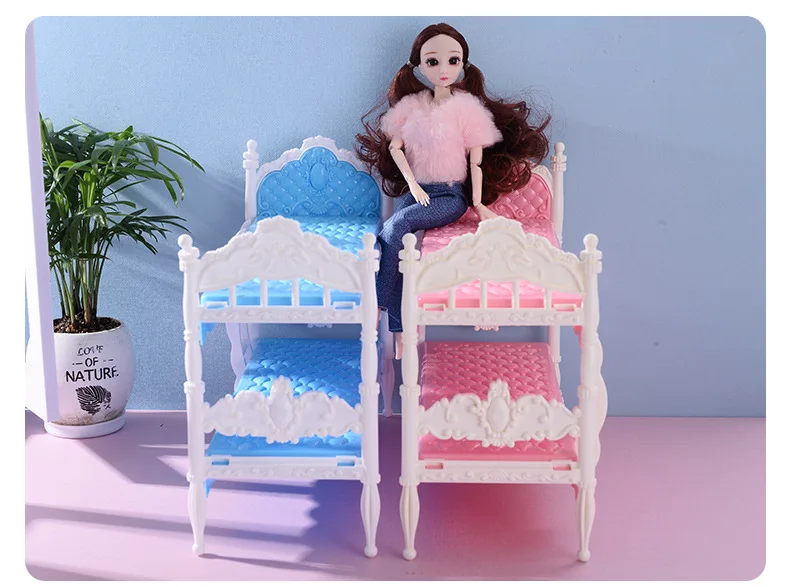 30 cm Bardoll bunk bed model accessories building blocks assembled girl play house toy gift doll house accessories
