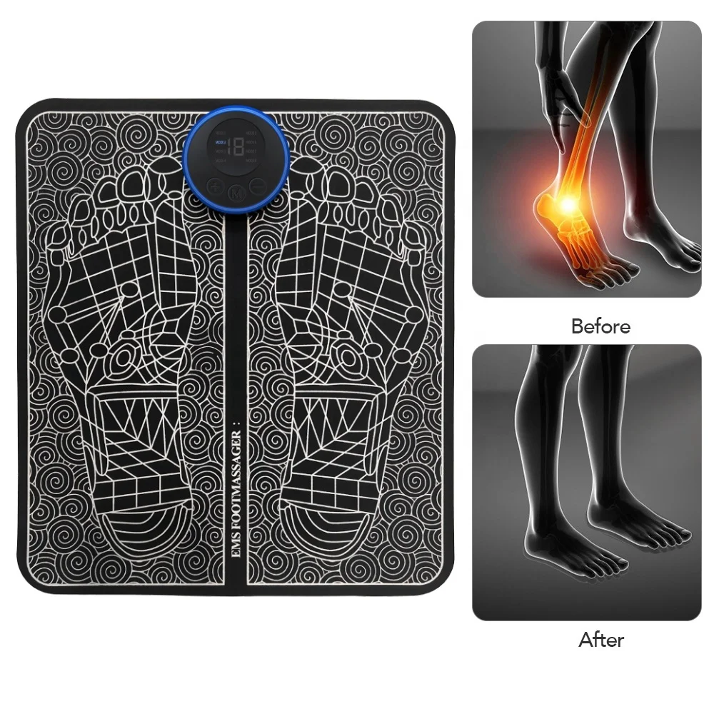 8 Modes Portable Smart USB Vibrating Pulse Electric Ems Foot Massager Pad