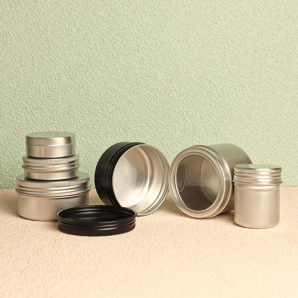 Aluminum Jar With Screw Cap 5mL 10mL 15mL 20mL 30mL 50mL 60mL 80mL 100mL 150mL Round Cosmetic Lid Tin Container Can