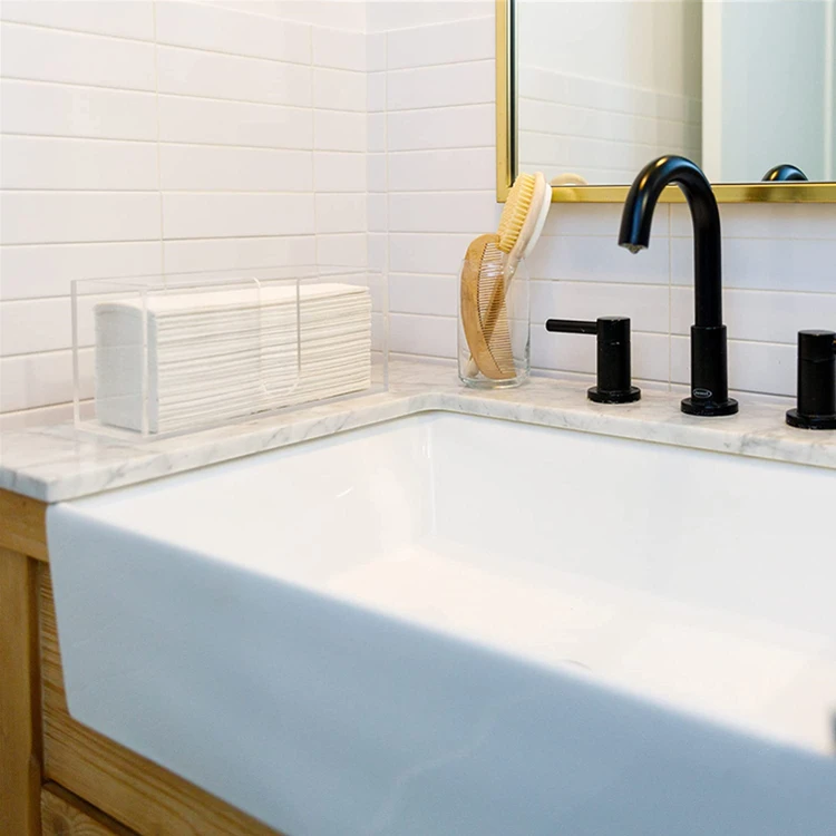 Paper Towel Holder Dispenser Bathroom, Kitchen Countertop Acrylic Napkin Holder for C-Fold, Z-Fold, Trifold Disposable Napkins