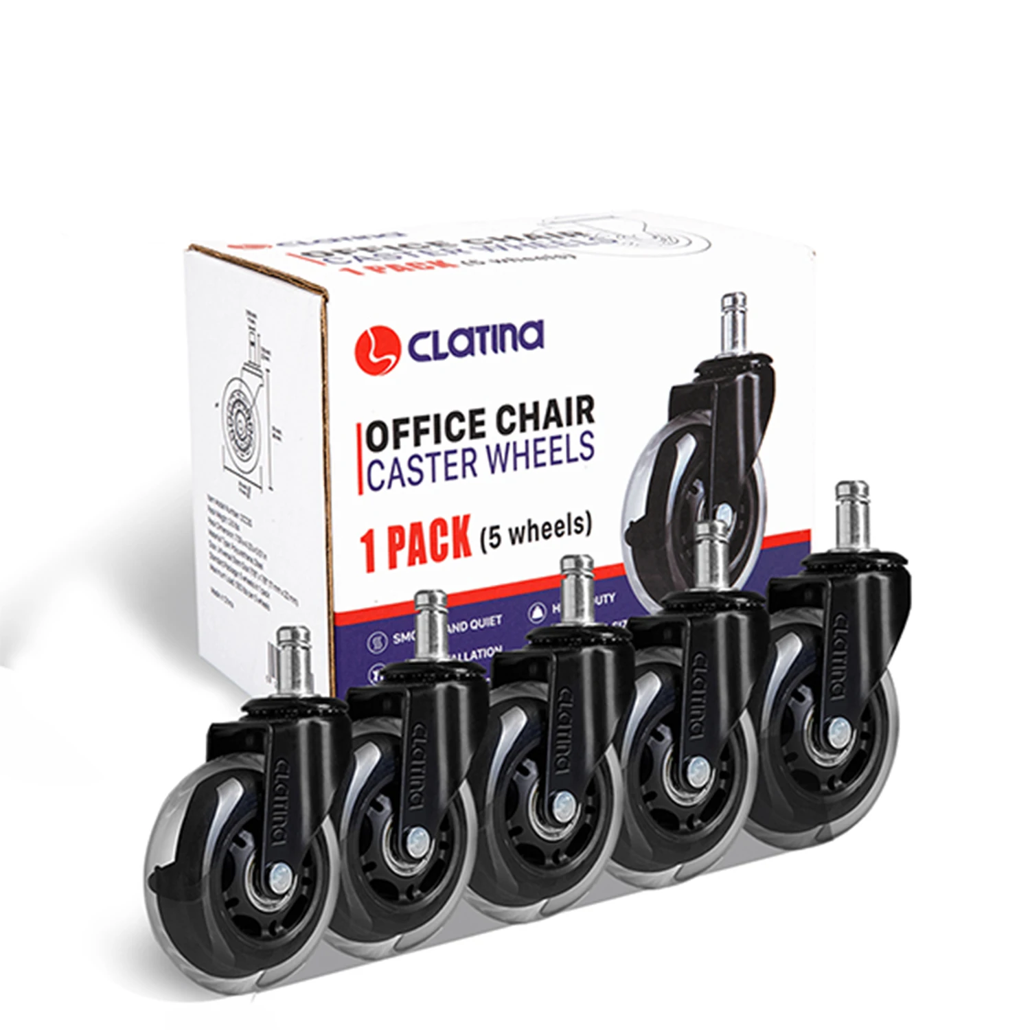 China wheel 3 inch polyurethane wheels caster rubber furniture caster office chair clear wheel  chair