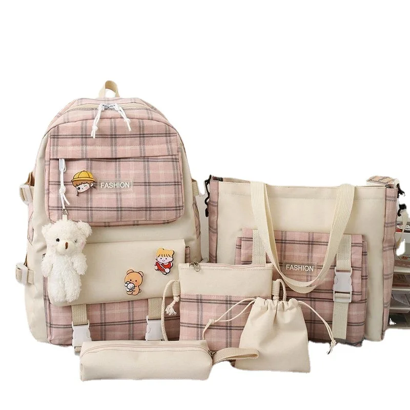 school backpack with lunch bag and stationary set custom 5 pcs set waterproof backpack girl daily