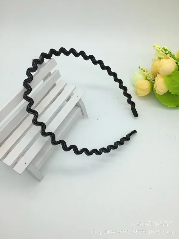 Fashion Wave Mens Women Unisex Black Wavy Hair Head Hoop Band Sport Headband Hairband metal hair band for men headband