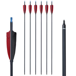 Archery Mixed Carbon Arrow with Natural Turkey Feather 30 Inches for Compound/Recurve Bow Shooting Hunting