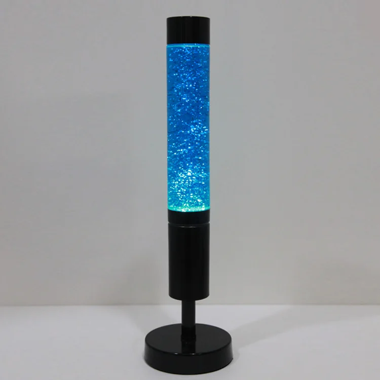 
15 inch fashionable luxury designer union ocean blue color cylinder floor shaped decor 3d led glitter light bedside lava lamp 