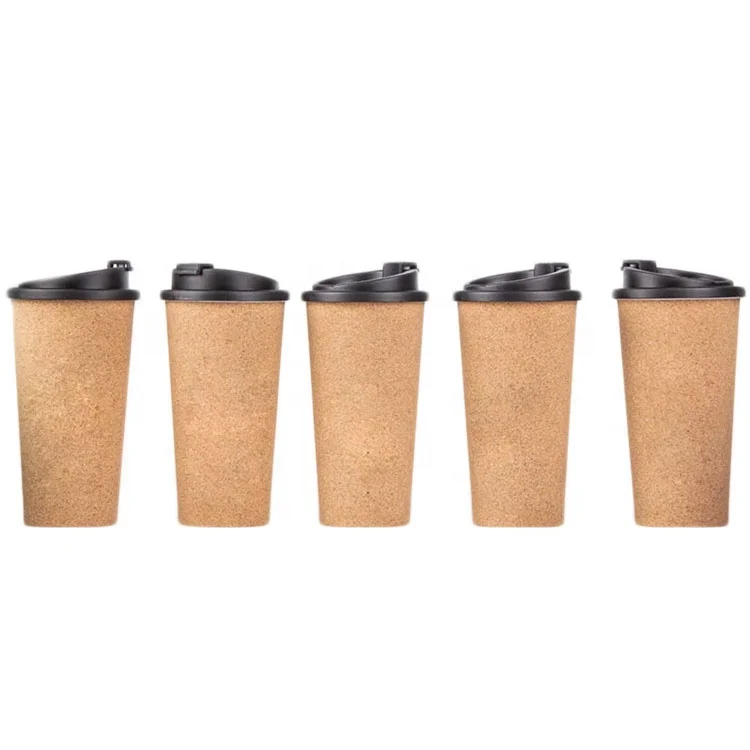 Eco Friendly Cork Cup Biodegradable Coffee Cup With Cover Customize Logo