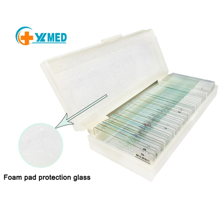 Laboratory Biology Preparation microscope slides are available in middle school laboratories with 50 slide sets