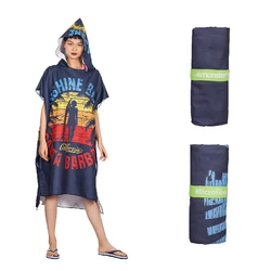 quick dry custom printed microfiber suede beach towel poncho robe hooded boys girls