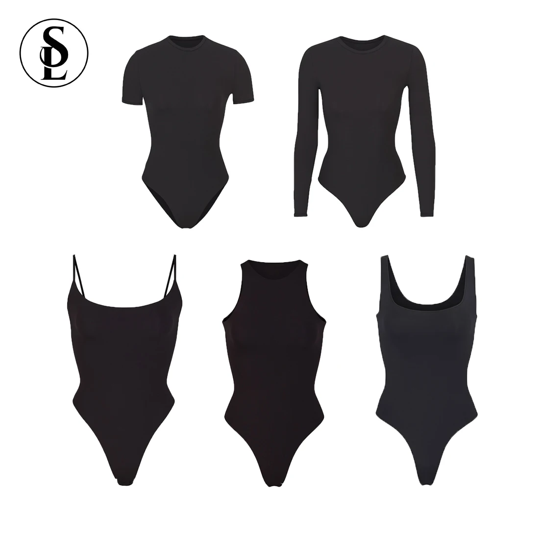 Custom Color Women One Piece Bodycon Ribbed Cotton Jumpsuits Long Sleeve Scoop Neck Shapewear Skims Bodysuit