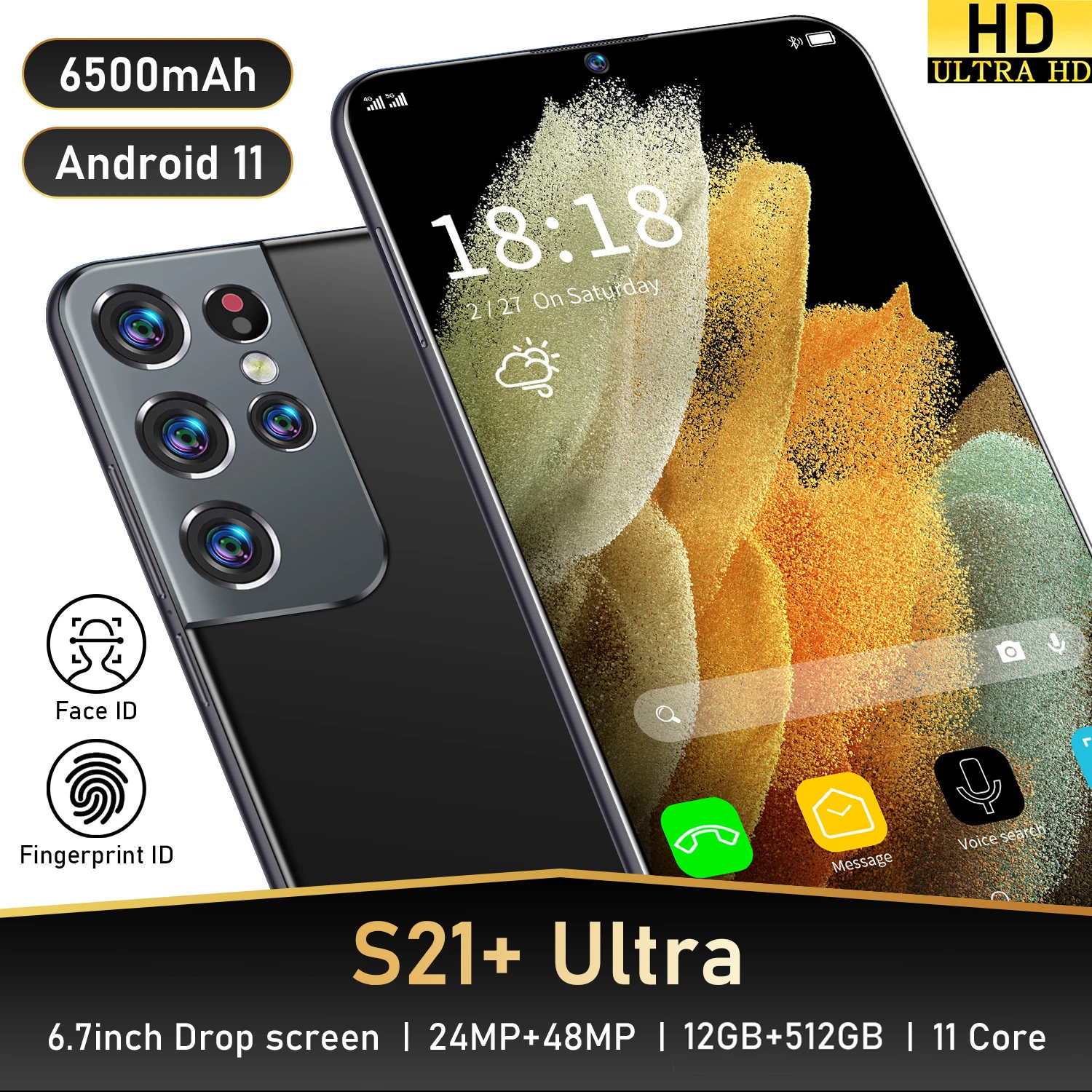  2022 Новый S21 + Ультра телефон Глобальная версия смартфона 12 Гб 512 ГБ Android мобильных телефонов оригинальные неблокированные 5G мобильные