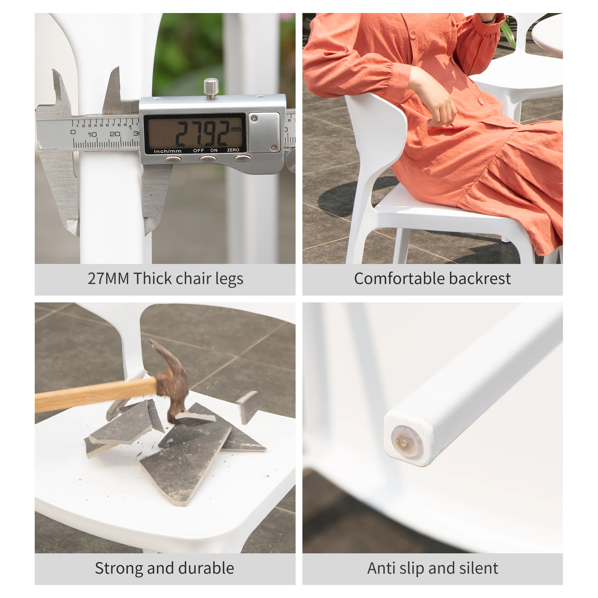 [MOJIA]Plastic Chair Set Top Quality Steel Frame Strong Bearing Capacity Stacked Chair Wholesale Foshan Factory  Price