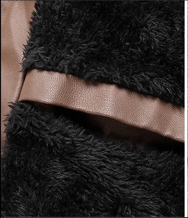Latest Design High Quality Winter Warm Black Long  Faux Motorbike Biker Leather Fur Jackets Mens Male Motorcycle Leather Jacket