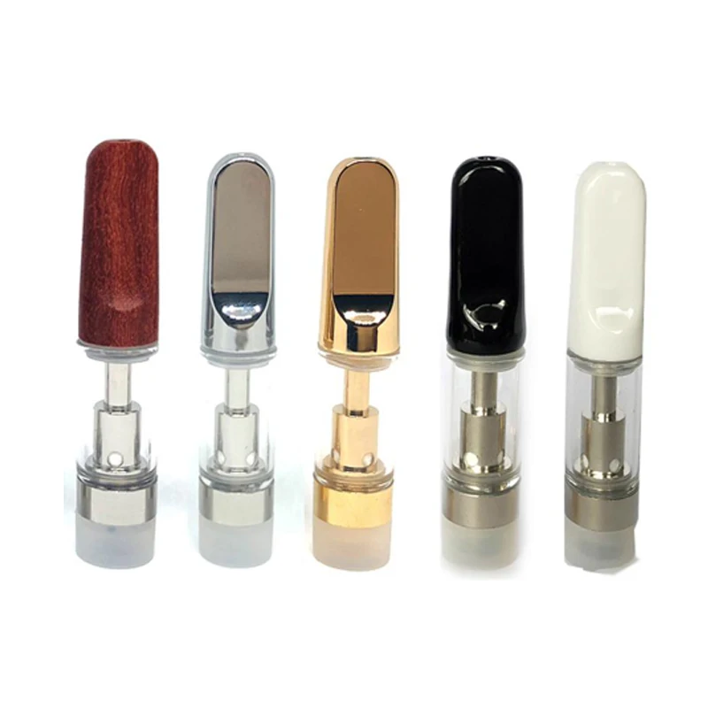 
Hot sale TH205 Ceramic Coil eCig Cartridge 0.8ml 0.5ml 1ml CBD Oil Refillable Vape Pen Gold Dabwood Tip Choice 