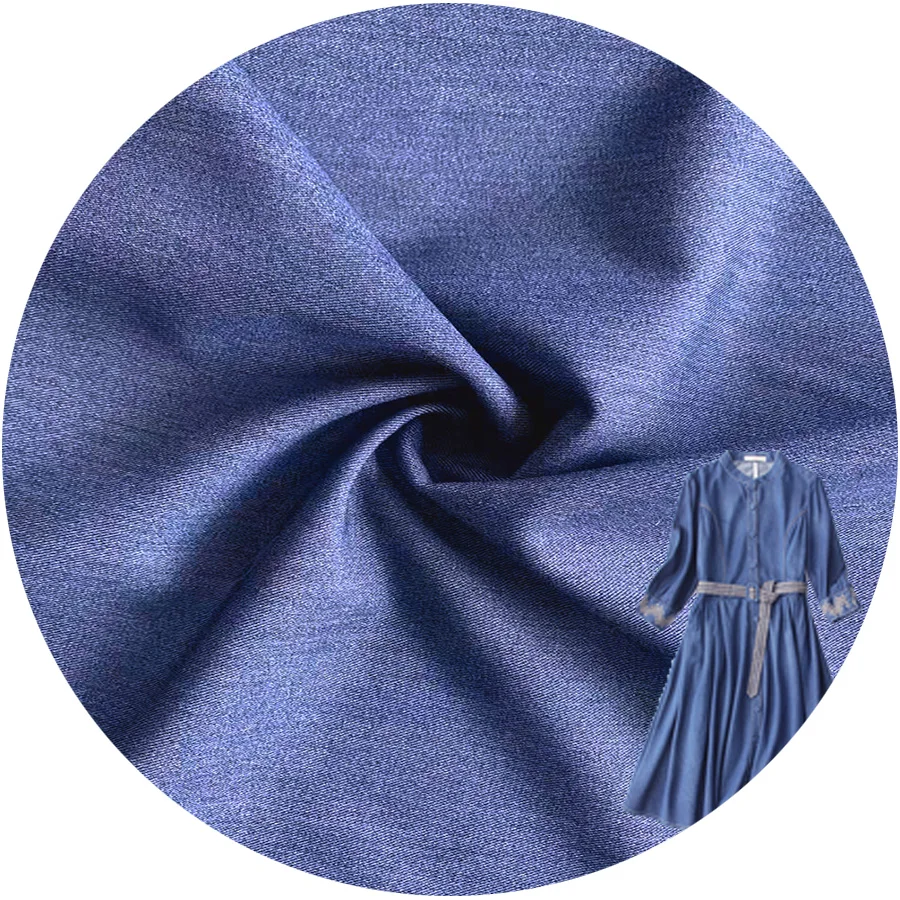 DTY 265gsm twill weave rayon spandex TR yarn like denim fabric for pants clothes