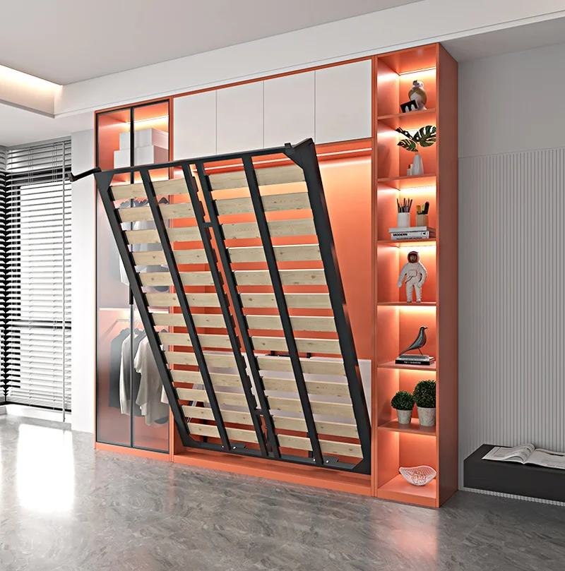 Electric multifunctional foldable bottom flip bed space-saving forward flip hardware/accessories Electric  wall bed