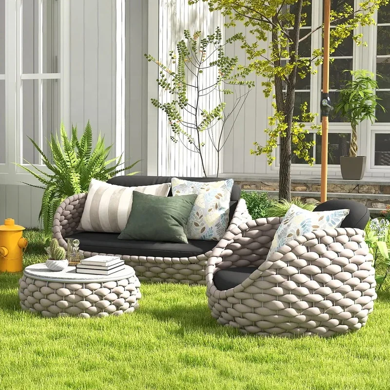 Modern Luxury Aluminum Frame Patio Furniture Set Waterproof Terrace Fabric for Living Room Hotel for Vine Garden Outdoor Use