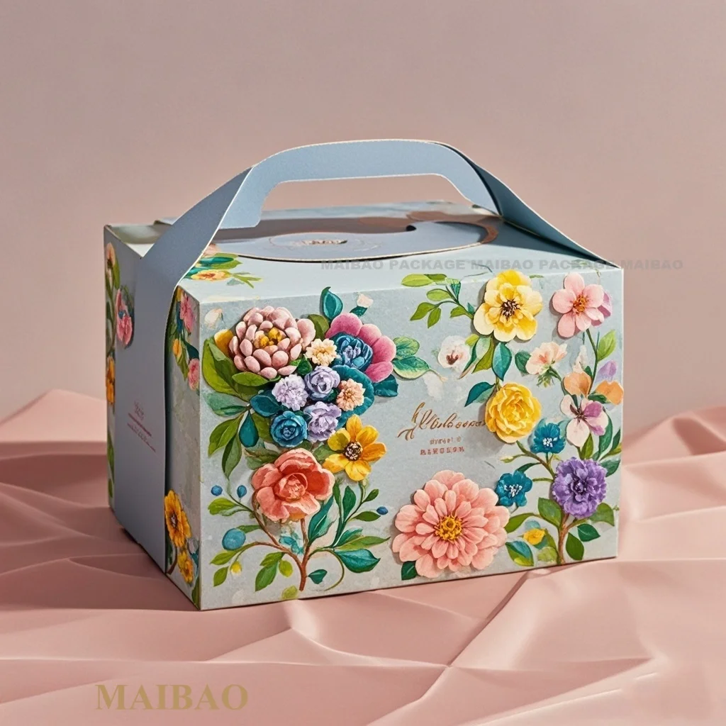 Food Grade Paper Gift Box Portable Candy Cookie Snack Packaging Birthday Party Supplies With Handle