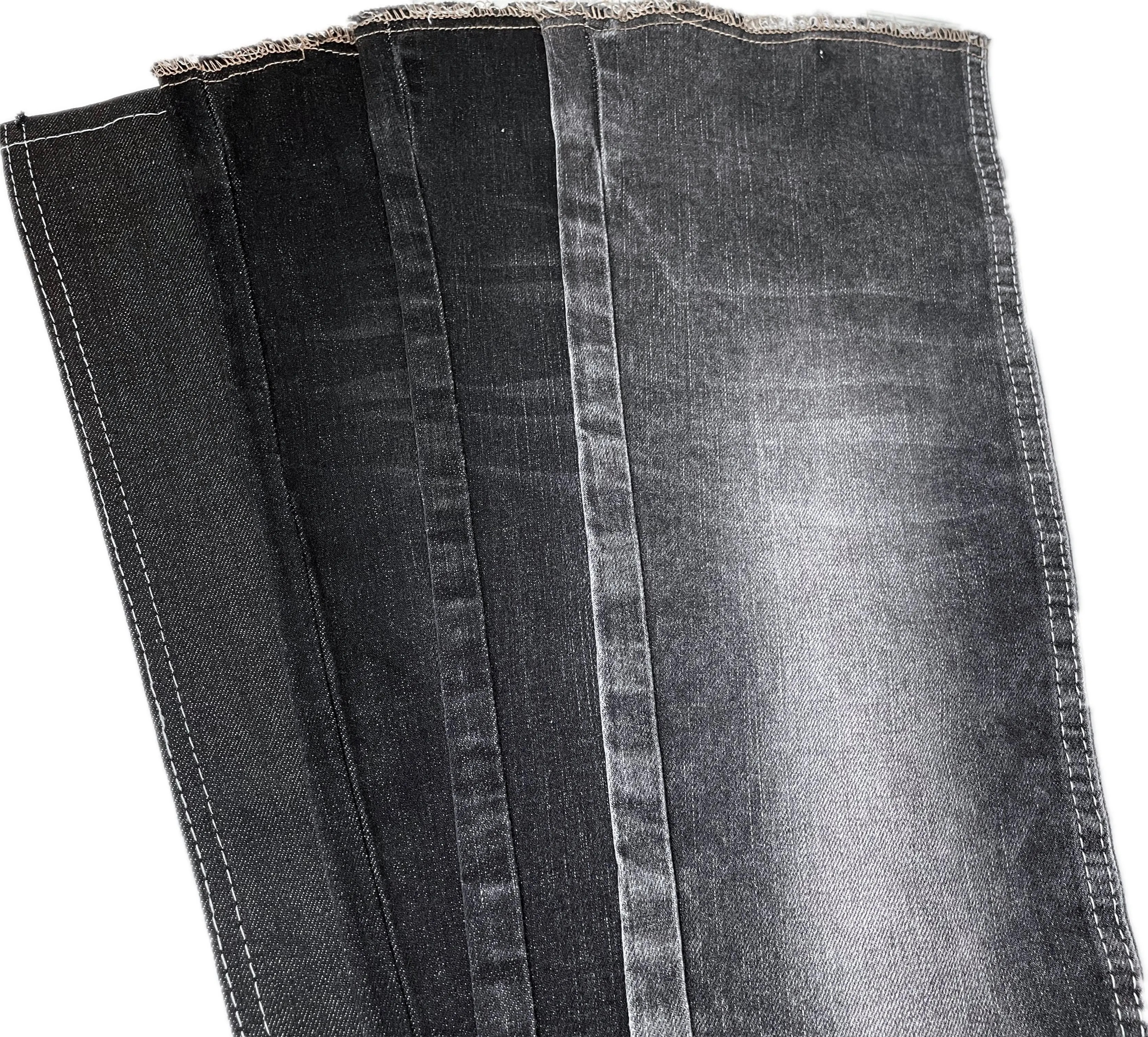 Manufacturer recommended high quality black 10.7oz TR stretch cotton slub denim fabric for jeans