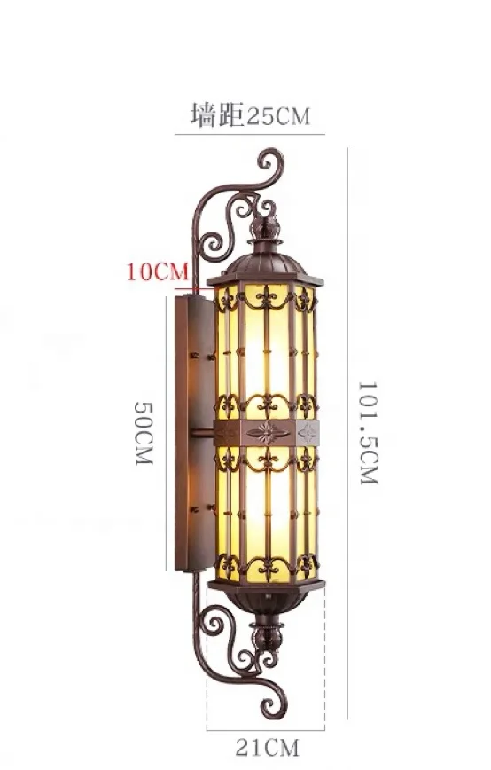 Large European classic outdoor LED wall lamp Ip65 waterproof outdoor home garden hotel corridor wall lamp