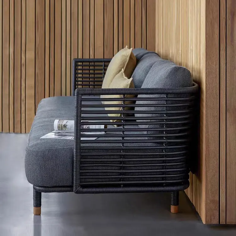 Luxury Garden Rattan sofa set Hotel patio aluminum furniture terrace wicker sofa set outdoor furniture