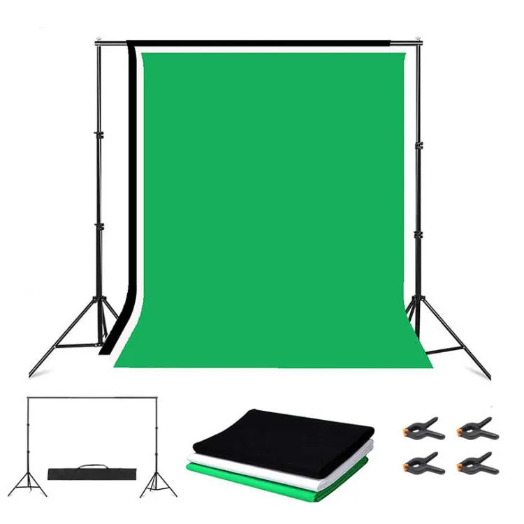 Photo Studio Background Stand 2x3M Green Black White Muslin Backdrop Backgrounds Props Support System Stands