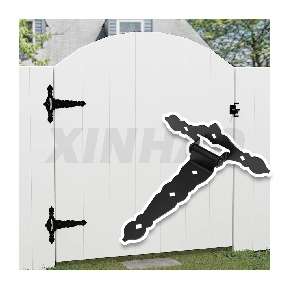Adjustable Black T Shape Soft Closing  Wooden Fence Hinges for Fence Door Gate Wooden Fence T hinge