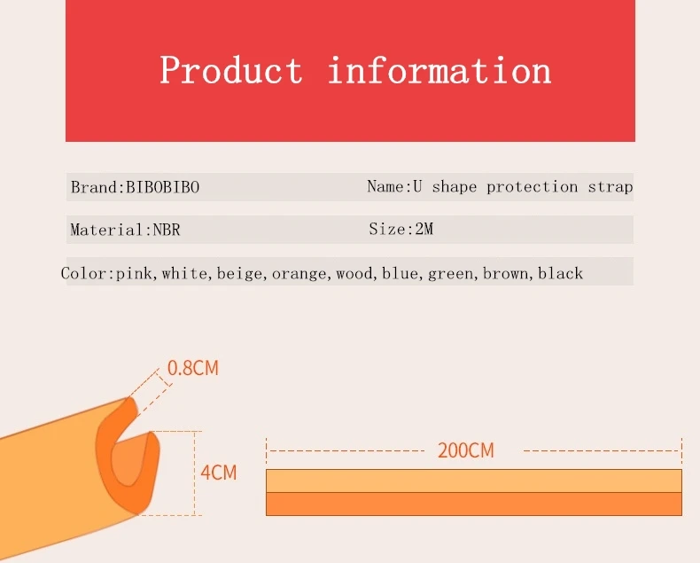 2M U Shape Soft And Thick Rubber Corner Protector Baby Safety Corner Guard Protection Corner