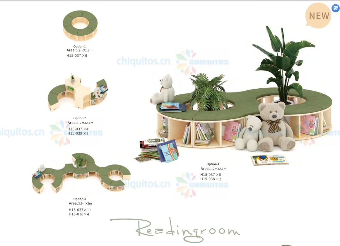 Chiquitos Modern Wooden Kids Library Furniture for Early Education Reading Spaces and Playroom Design