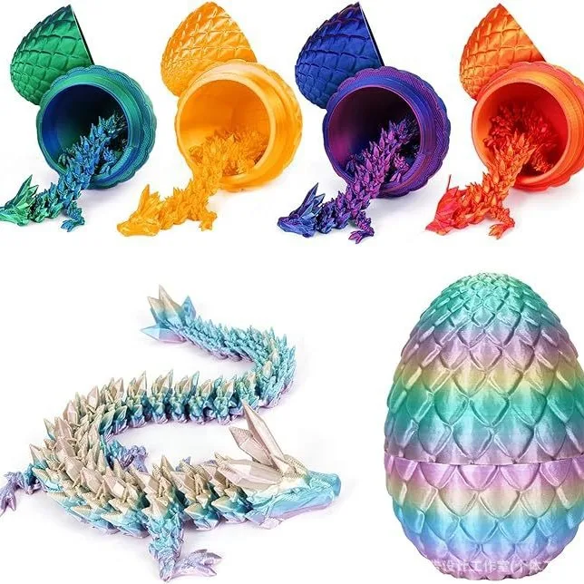 Allogogo 3D Printed Chinese Dragon Toy Set Tabletop Decorative Gemstone Articulated Ornament for Playing and Gifts