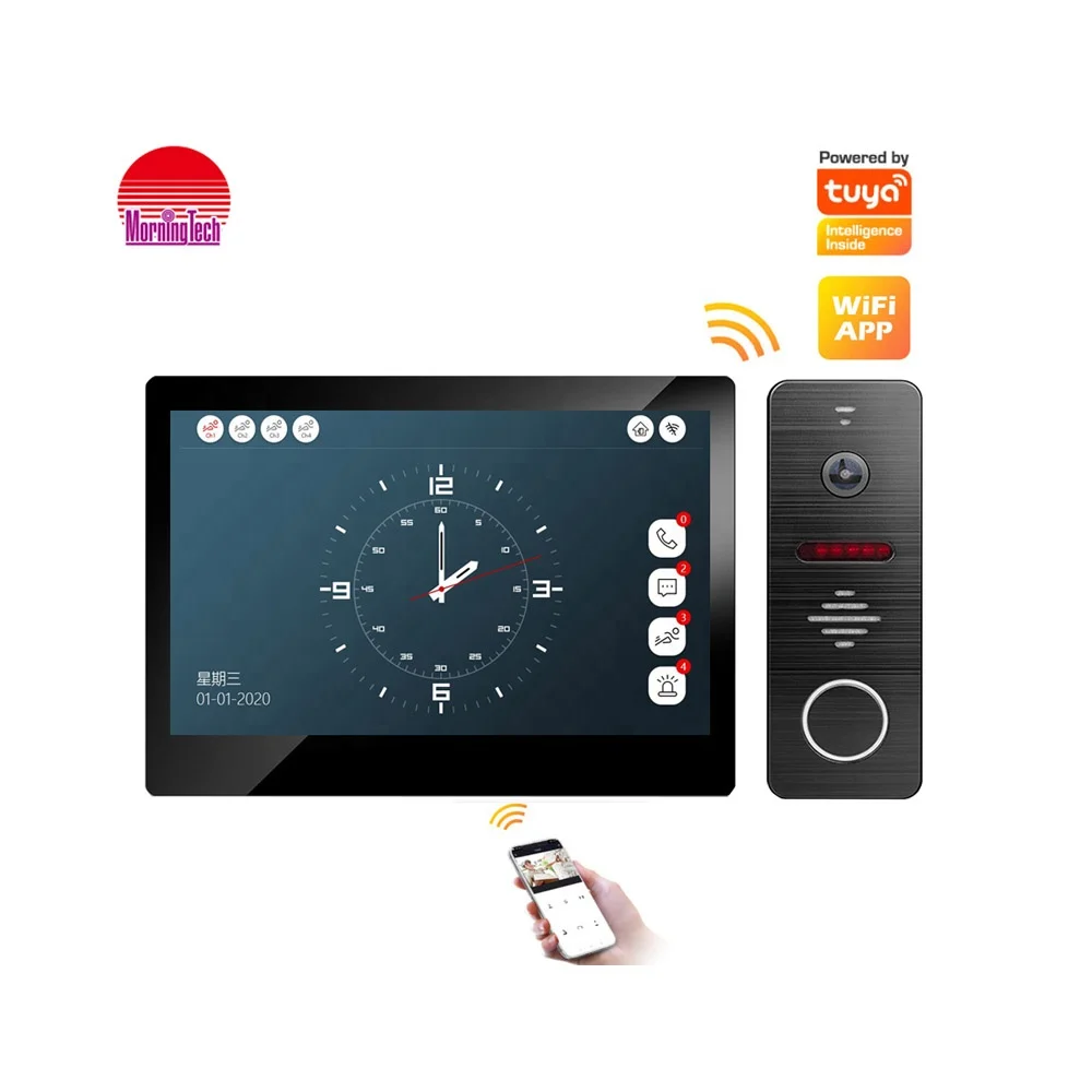2021 tuya doorbell waterproof villa video interphone full hd ip video intercom system fingerprint music intercom system wireless