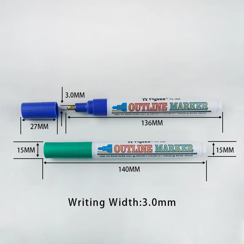 Индивидуальный логотип 12 видов цветов 3 0 мм набор золотых двусторонних маркеров металлический контур маркерная ручка