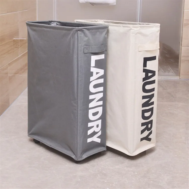 Logo Household Rolling Laundry Hamper with Wheels Mesh Liner Waterproof Laundry Bag organizer Collapsible Laundry Basket